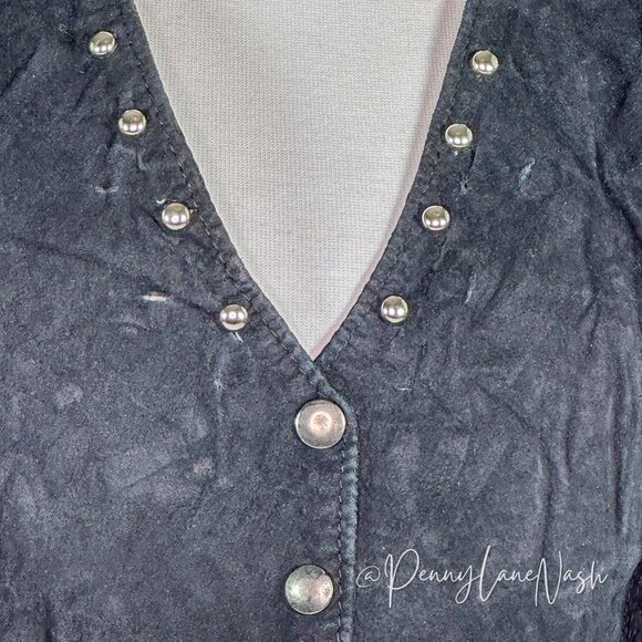 Vintage West Wind Fringe Studded Cropped Vest Black - Picture 7 of 7